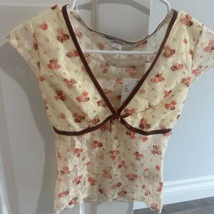 Urban Outfitters Kimchi Blue Madison Semi-Sheer Lace Blouse